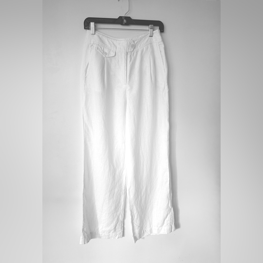 Venroy Women's White Linen Trousers